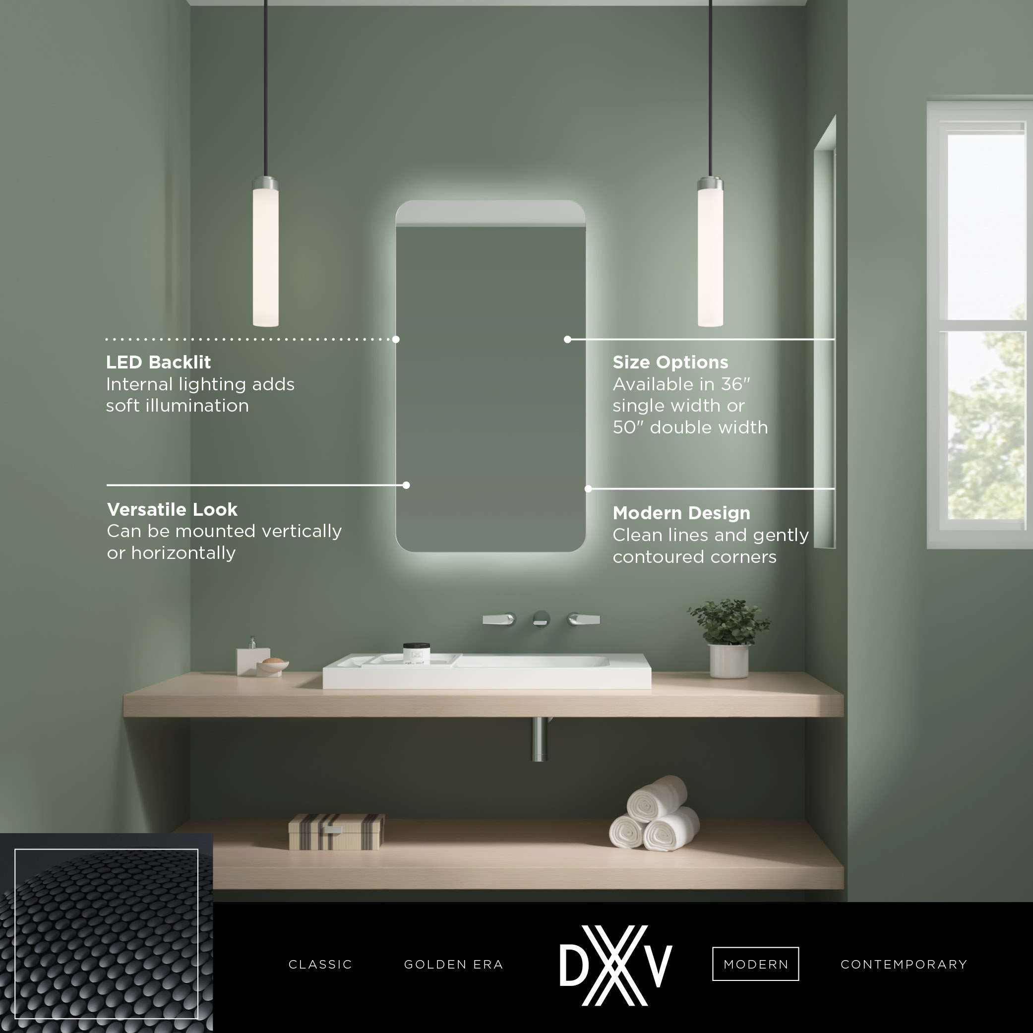 DXV Modulus® 36 in. x 20 in. LED Backlit Mirror 